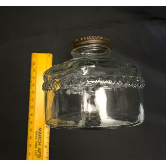 Antique Eagle Pressed Glass Oil kerosene Lamp Base Brass Collar - Picture 4 of 6